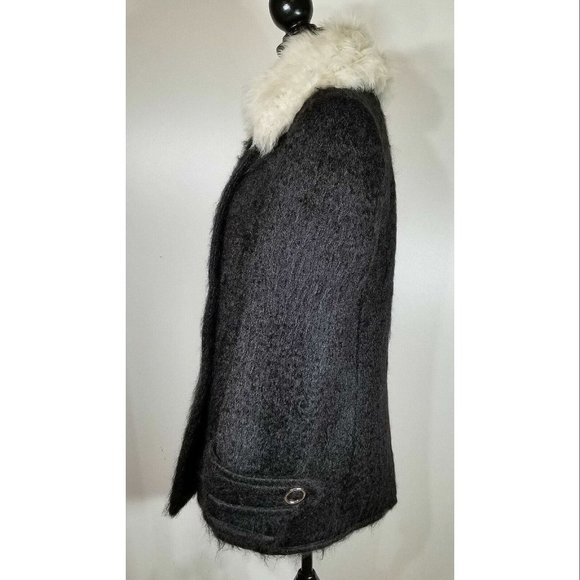 Alexander Wang Womens Black Lamb Shearling Fur Wool Blend Coat, Womens Size 4 - Picture 4 of 11